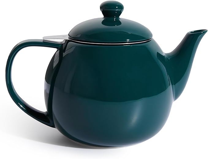 Sweese Teapots for Tea, 27 oz Porcelain Tea pot with Removable Stainless Steel Infuser, Tea Pots for Loose Tea - Dark Green - Bloomnest