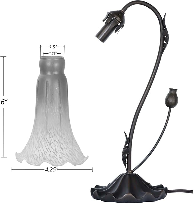 Bieye L10697 Lily Flower Blown Glass Accent Table Lamp for Living Room Bedroom Decoration (1-Light, Orange) - Bloomnest