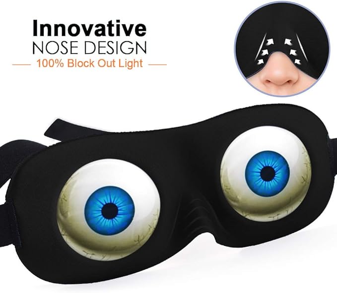 Tphon Eye Sleep Mask Funny Blindfold for Women Men Kid, Upgraded 3D Contoured 100% Blackout Sleeping Mask with Adjustable Strap, Soft Night Blindfold Eye Shades for Travel Naps Shift Works Games - Bloomnest