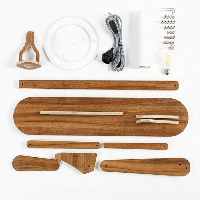 Cool Tall Floor Lamp Decorative Reading Standing Wood Swing Arm Wood Lighting for Corner Kids Boys Girls Bedroom Living Room Home Improvement Office Farmhouse - with LED Bulb (Walnut) - Bloomnest