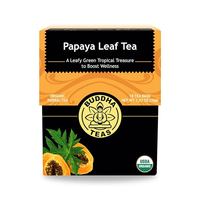 Buddha Teas Organic Papaya Leaf Tea - OU Kosher, USDA Organic, CCOF, 18 Bleach-Free Tea Bags - Bloomnest