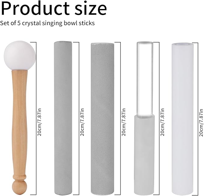 5pcs Crystal Singing Bowl Mallet Set, Wood Handle Clear Acrylic Striker Hollow Sound Bowl Mallet Stick with Wood Handle Crystal Singing Tool for Playing - Bloomnest