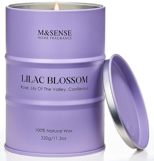 M&SENSE Lilac Blossom Soy Candles for Home Scented, 11.3oz 70 Hour Long Burning Aromatherapy Candle for Stress Relief Meditation Yoga Relaxing SPA, Housewarming Gifts for Women - Bloomnest
