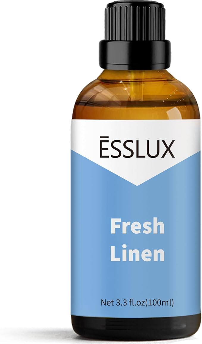 Fresh Linen Fragrance Oil, ESSLUX Large Single Scented Oils 100 ml (3.3 oz), Clean Aromatherapy Essential Oils for Home for Diffuser, Massage, Soap, Candle Making Scents - Bloomnest