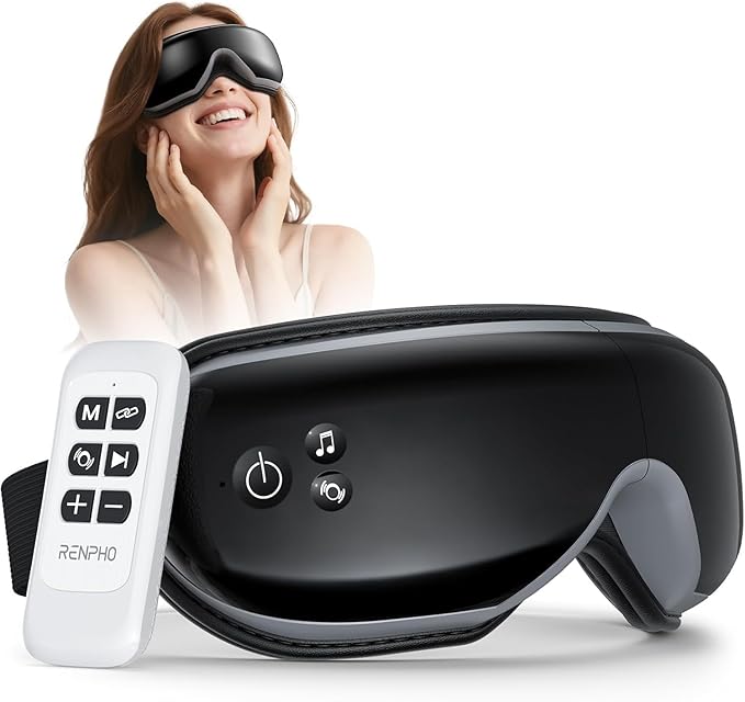 RENPHO Eye Massager with Heat, FSA Eligible HSA, Birthday Gifts for Men, Eyeris1 Eye Massager with Remote Compression, Sleep Mask for Relax Migraine Relief Reduce Strain Improve Sleep RENPHO