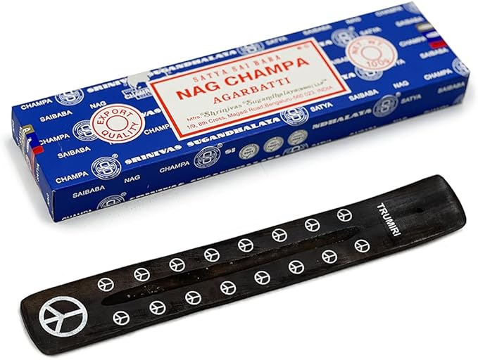 TRUMIRI Incense Stick Holder Bundle with Satya Sai Baba Nagchampa 100g Incense Sticks - Pack of 1 (Approx 100 Sticks) - Bloomnest
