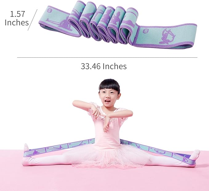 Adjustable Stretch Strap for Kids, 8-Loop Elastic Resistance Band for Children Gymnastics, Ballet Dance, Yoga, Stuff，Pilates & Flexibility Training, Home Exercise Equipment for Girls - Bloomnest
