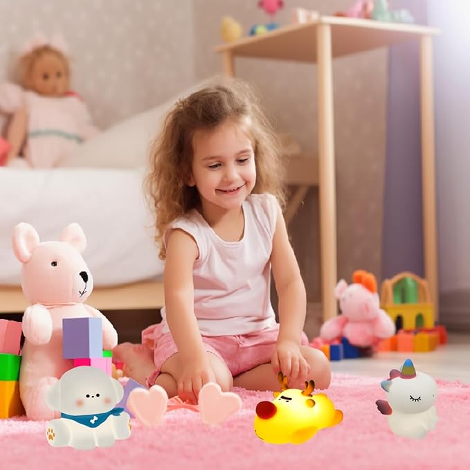 Squishy Nursery Puppy Night Light, Cute Silicone Light for Toddlers, Rechargerable Dimmable Soft Touch Bedtime Baby Night Light, Portable and Safe for Newborns - Bloomnest