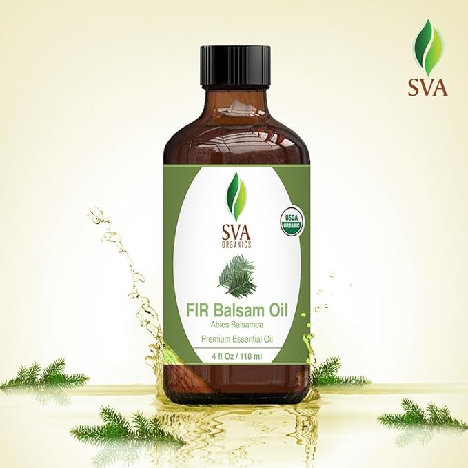 SVA Fir Balsam Essential Oil Organic – 4 Fl Oz – 100% Natural Organic Fir Oil - for Diffuser, Hair Care, Face, Skin Care, Aromatherapy, Scalp and Body Massage, Soap and Candle Making – with Dropper - Bloomnest