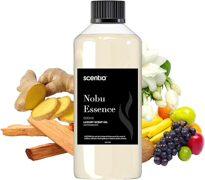 Scentia Hotel Diffuser Oil Inspired by The Nobu Hotel Scent - 500 mL 16.9 fl oz - Essential Oil Blend Jasmine, Lilly, Sandalwood & Fresh Citrus for HVAC & Ultrasonic Diffusers - Nobu Essence - Bloomnest