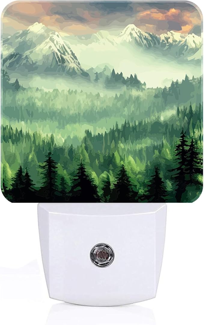 Mountain Forest Landscape Painting Night Light,Plug Into Wall Decor for Stairway,Hallway,Kitchen,Dusk to Dawn Sensor Nightlights for Boys/Girls/Women/Men Room Gifts - Bloomnest