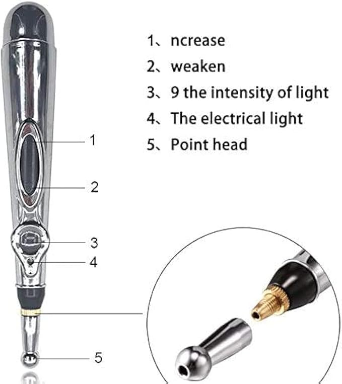 Zeerkeer Acupuncture Pen 3-in-1 Electronic Acupuncture Pen for Pain Relief, Powerful Meridian Energy Pulse Massage Pen, Includes Massaging Gel Zeerkeer