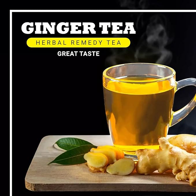 Herboganic Herbal Ginger Tea Bags, Natural Remedy Ginger Tea, Supports Good Digestion, Soothes Throat & Relieves Motion Sickness (Pack of 20) - Bloomnest