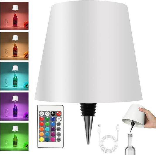 2025 New Wireless Bottle Lamp - LED Bottle Lights for Liquor & Wine Bottles, Cordless Lampshade, Whiskey Bottle Top Light, Bottle Stopper Night Light Kit, Rechargeable RGB Remote & Touch-Dimmable - Bloomnest