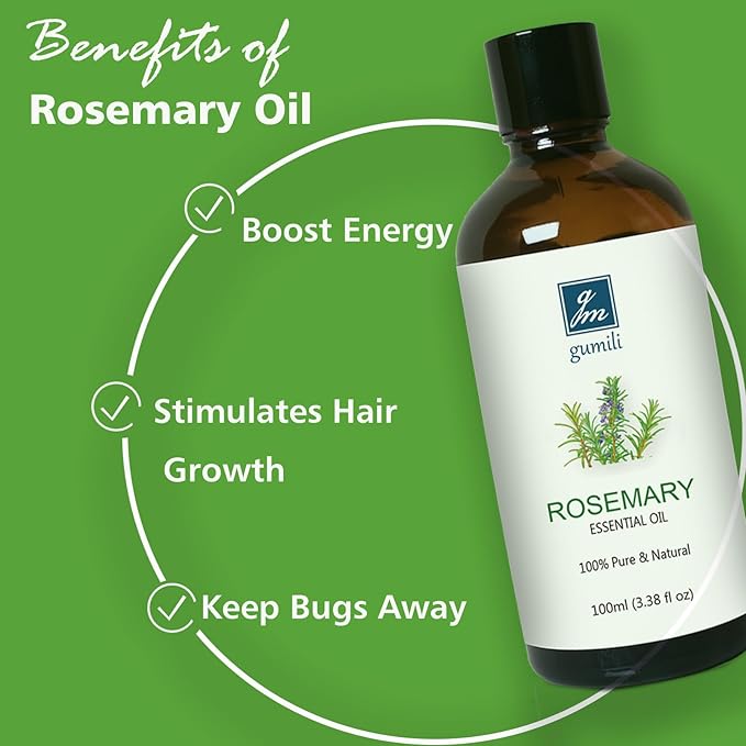Rosemary Essential Oil, Pure Undiluted Rosemary Oil for Hair Growth, Diffuser, Skin, Spray - 100ml - Bloomnest