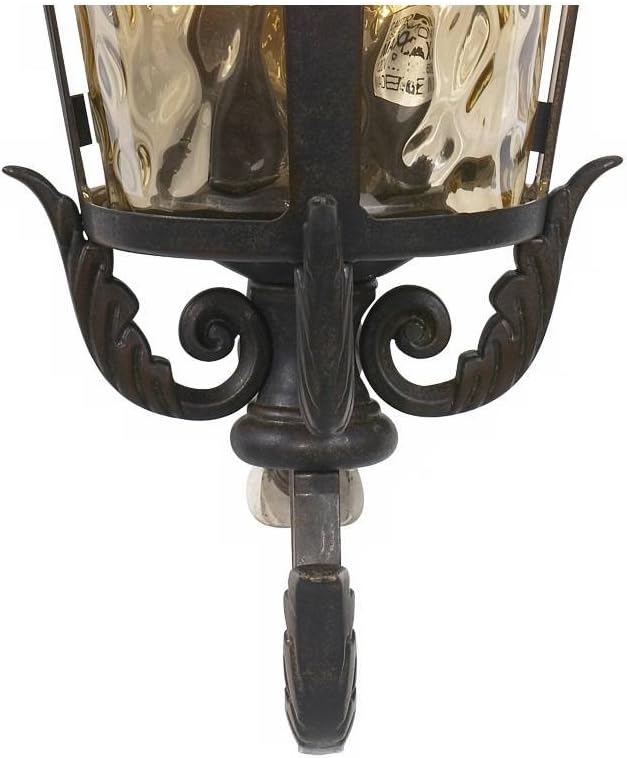 John Timberland Casa Marseille Rustic Industrial Outdoor Wall Light Fixture Warm Bronze Scroll 27 1/2" Hammered Glass for Exterior House Porch Patio Outside Deck Garage Yard Front Door Garden Home - Bloomnest