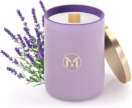 MyrrhUSA Lavender Blossom Scented Candle – 15oz Natural Soy Wax with Crackling Wooden Wick & Essential Oil, 80 Hour Burn | Luxury Aromatherapy Candle for Relaxation, Home Décor, Living Room & Bathroom - Bloomnest