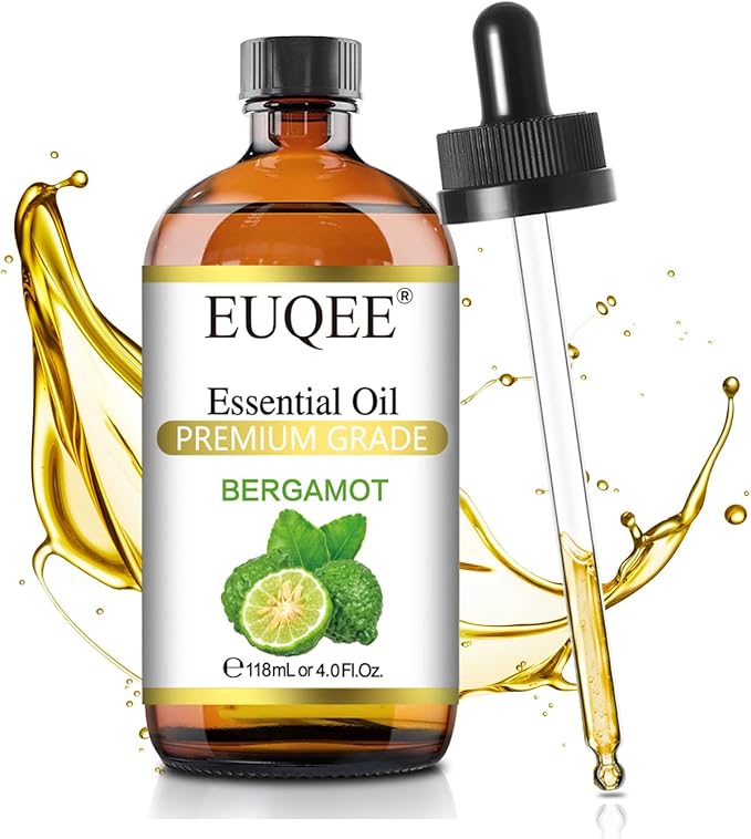 EUQEE Bergamot Essential Oil 118ml Pure Bergamot Oil for Aromatherapy, Diffuser, Sopa Candle Making, Large Bottle with Gift Box -4 fl.oz - Bloomnest