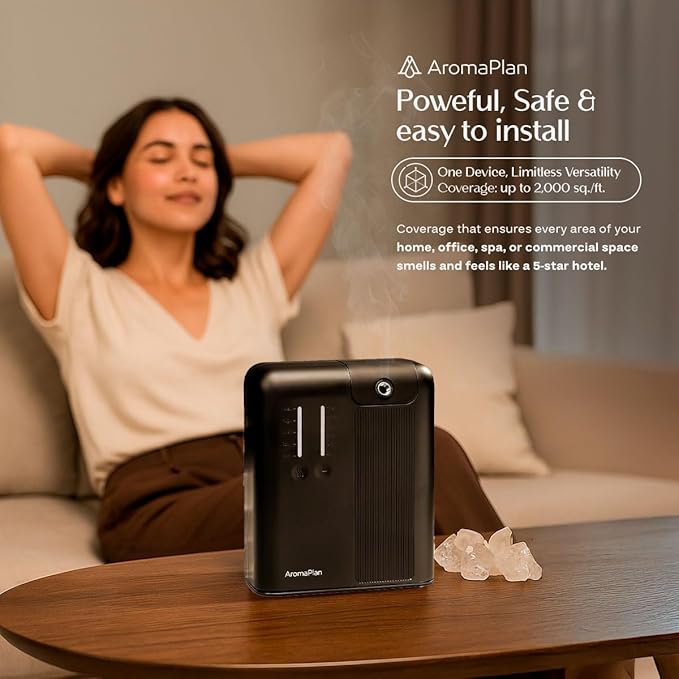 AromaPlan 5 Star Collection Cold Air Scent Diffuser, Whole House (2 Scents Included)- Waterless Smart Aroma, Scent &Time Adjust., App Control, HVAC | Home, Commercial, Hotel | Large Room, 2,000 sq.ft - Bloomnest