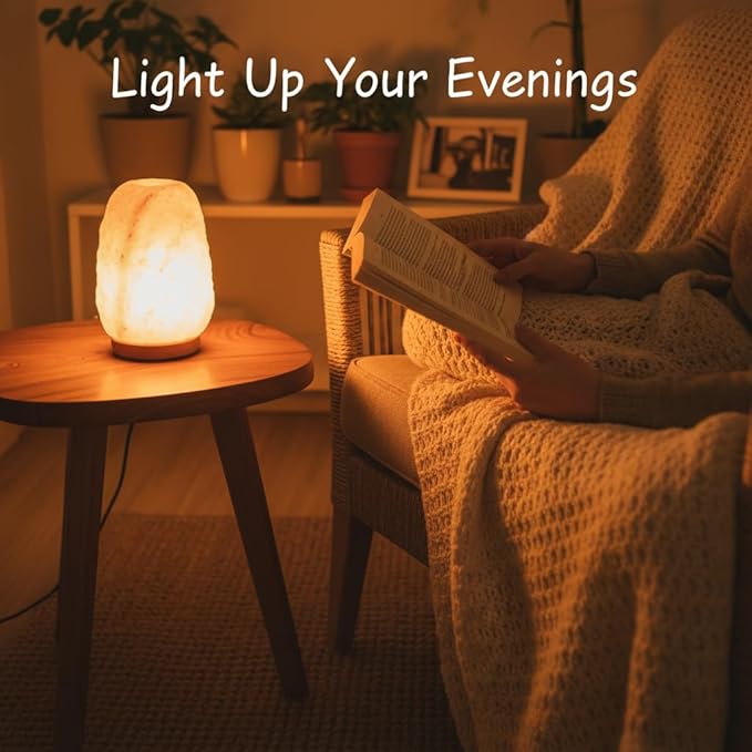 Himalayan Glow Natural Himalayan Salt Lamp, Crystal Salt Lamps, Real Wood Base with Dimmer Switch, Handmade Salt Lamp, Gift Lamp, Holiday Gift, ETL Certified | 6-8 LBS - Bloomnest