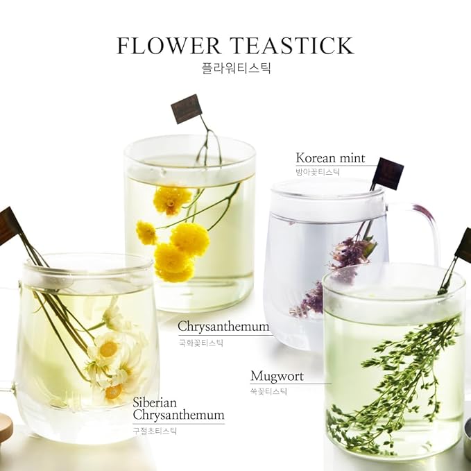 KKOKDAM Fancy Korean Tea Gift Set – Premium Flower Tea Stick Variety Pack with Tray - 5 Loose Leaf Blooming Flower Teas - Bloomnest