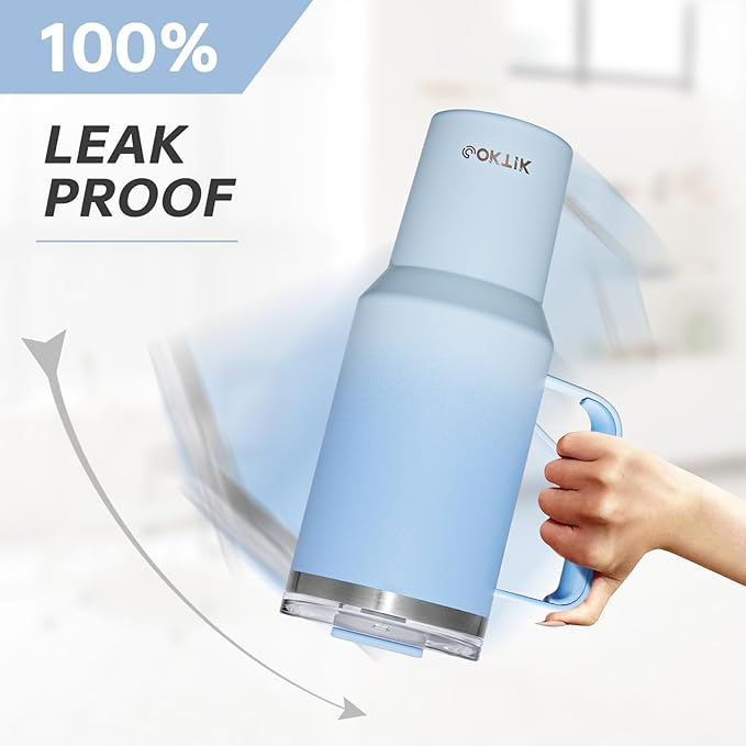 COKTIK 40 oz Tumbler With Handle and Straw Lid, Vacuum Insulated Travel Coffee Mug Stainless Steel Insulated Cup for Beverages, Leak-proof, Cupholder Friendly (Silent Sky) - Bloomnest