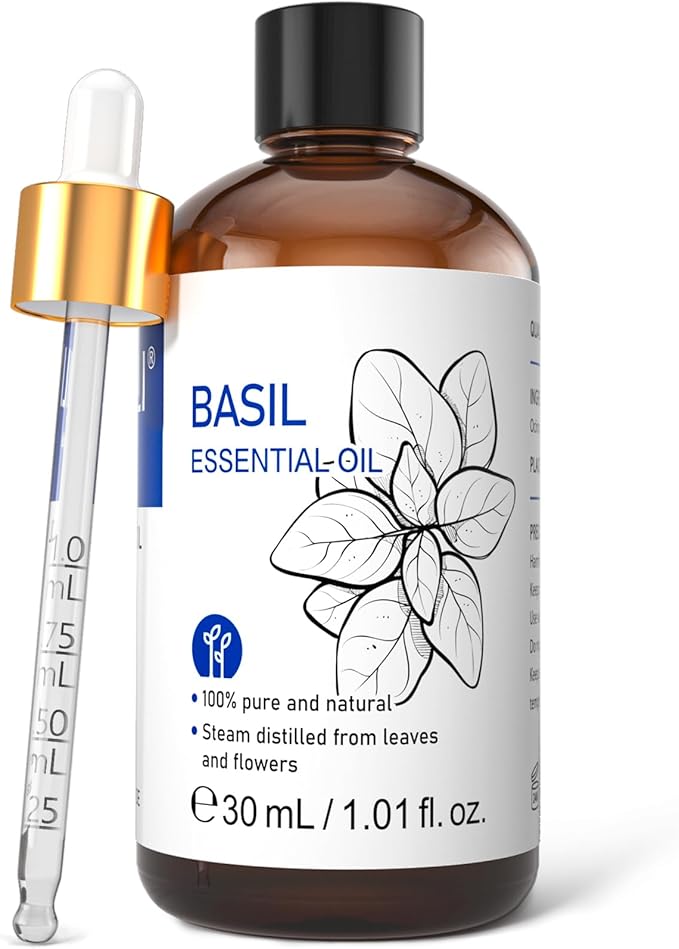 HIQILI 1 Fl Oz Basil Essential Oil, 100% Pure Undiluted for Skin, Diffuser - 30ml - Bloomnest