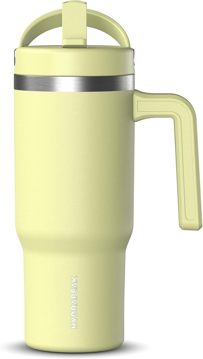 Hydrapeak Kids Voyager 18 oz Tumbler with Handle and Flip-Up Straw Lid | Spill Proof and Leak Resistant | Reusable Stainless Steel Water Bottle | Gift for Kids Boys Girls | Citrus - Bloomnest
