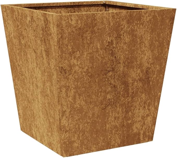 Garden Planter Set of 2 Brown, Spacious, Metal Steel Planter Box, Freestanding Planter for Flower Vegetable Fruit Herb, Modern, Square, 15.7"x15.7"x15.7" - Bloomnest