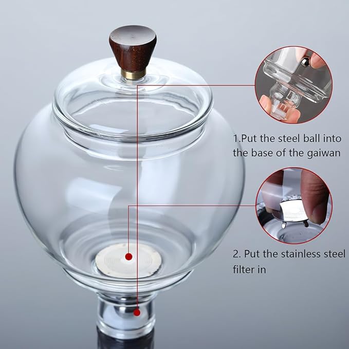 Lazy Kungfu Drip TeaPot, Heat Resistant Tea Set, Semi-Automatic Glass Teapot Suit for Magnetic Water Flow Wooden Glass Teapot Set