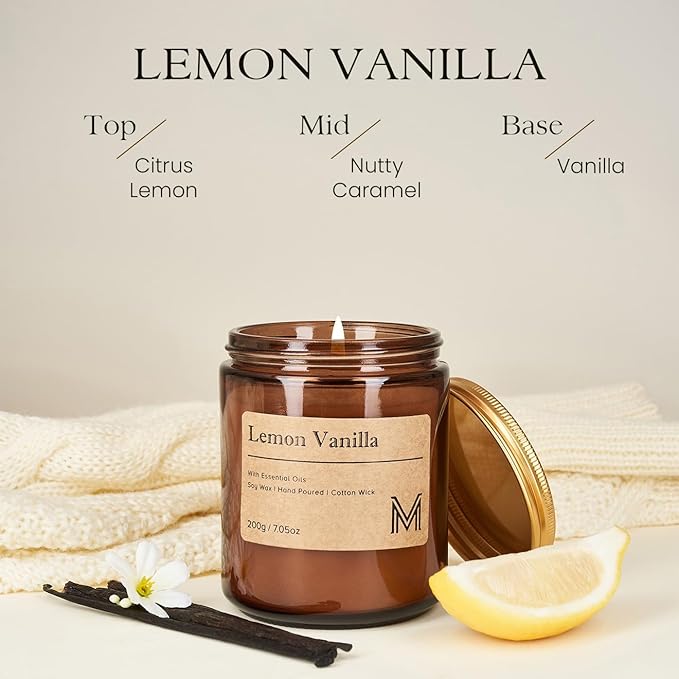 M&SENSE Lemon Vanilla Home Scented Candle for Relaxation, Gifting, Spa | 7.05oz Candle Gift for Birthday Housewarming Mother's Valentine Day - Bloomnest