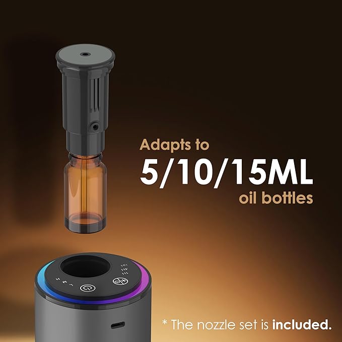 Waterless Essential Oil Diffuser, Portable Aromatherapy Diffuser,3 Countdown Timers & 3 Mist Levels for Home, Room, Car, Office - Bloomnest