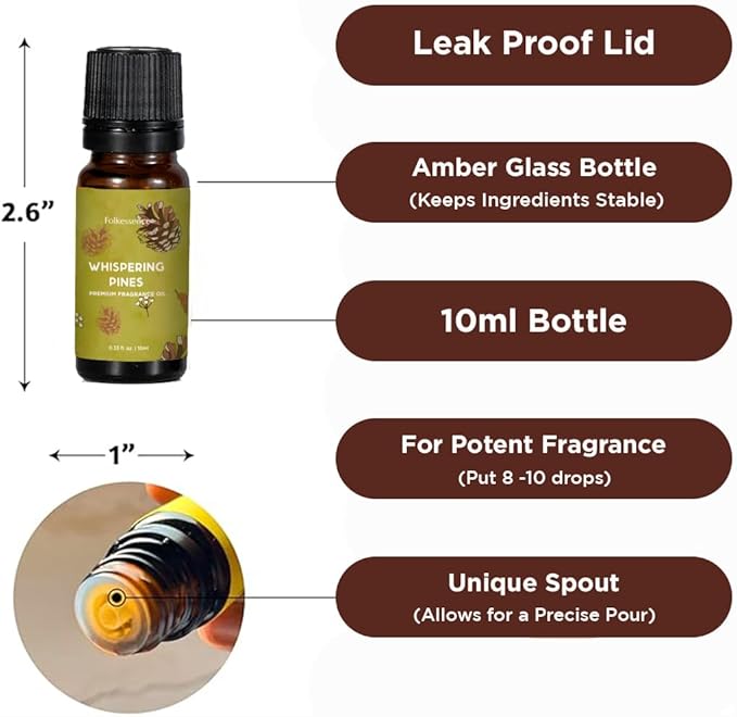 Folkulture Essential Oils for Home | Set of 6 (0.34 fl oz x 6) Fall Essential Oil or Diffuser Oils for Relaxation | Cedarwood Essential Oil or Fall Scents | Amber Oak Fall Essentials for Women - Bloomnest