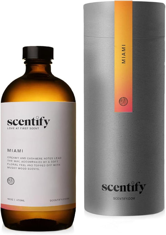 Scentify Miami Aroma Oil Refill Scent for Oil Diffusers - Creamy, Cashmere, Sandalwood, Musk Scents - Luxurious Relaxing Aromatherapy Diffuser Fragrance 470ml, 16 oz - Bloomnest