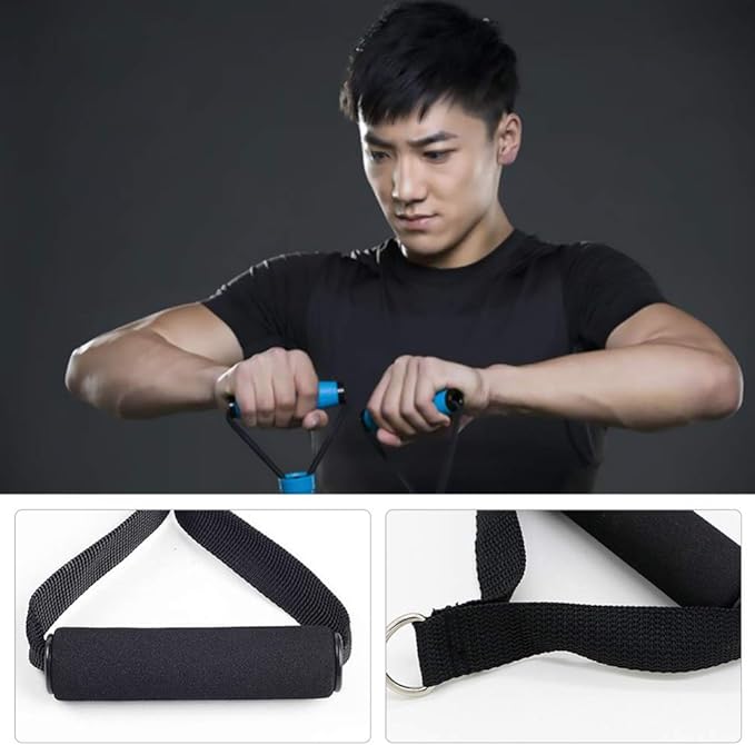 Garneck 4pcs Resistance Band Handles Plastic D Ring Exercise Strap Foam Handle Band Fitness Equipment for Home Gym Overhead Strength Training Stretching Black - Bloomnest