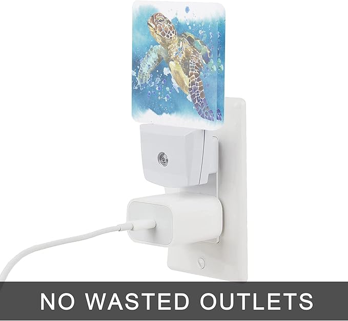 Turtle Night Light,Watercolor Sea Turtle Night Lights 0.5W Sleep Friendly for Boys Girls Led Night Light Dusk to Dawn Sensor Nightlight for Stairway/Hallway/Kitchen - Bloomnest