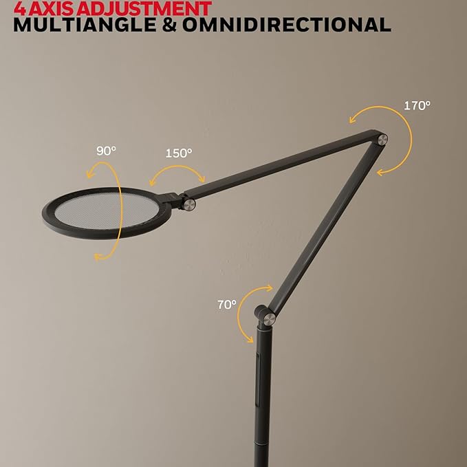 Honeywell LED Floor Lamp - F01BK Sunturalux™ Eye Caring Dimmable Standing Light with Remote,Bright Natural Daylight 5 Colors & 5 Brightness Adjustable Tall Lampara for Home Office Living Room Bedroom - Bloomnest