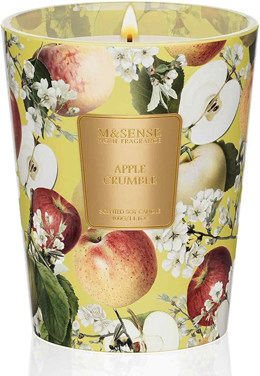 M&SENSE Apple Crumble Scented Natural Soy Candle, 14.1oz 60 Hours Long Lasting Slow Burning, Fall Winter Thanksgiving Christmas Candles Gifts for Home Decor - Bloomnest