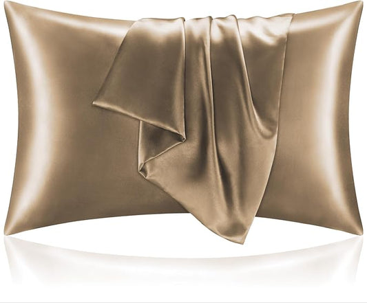 BEDELITE Satin Pillowcase for Hair and Skin, Super Soft and Cooling Similar to Silk Pillow Cases 2 Pack with Envelope Closure, Gift for Women Men(20"x26" Standard Size, Tawny Brown) - Bloomnest