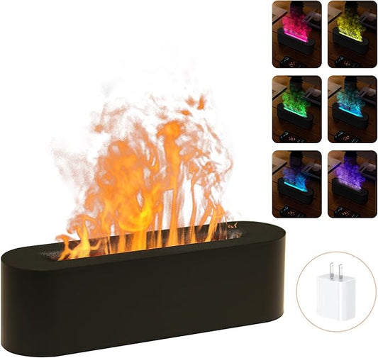 Essential Oil Diffusers,Flame Colorful Water Vapor Fire Fireplace Humidifier for Aromatherapy Aroma Therapy Machine Room Bedroom,Black Flame Diffuser for Essential Oils - Bloomnest