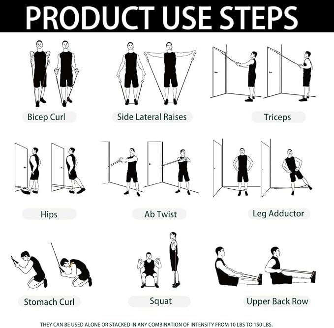 Resistance Bands with Handles, Single Resistance Bands, Exercise Bands with Handles, for Resistance Training, Physical Therapy, Home Workouts, Fitness, Pilates - Bloomnest
