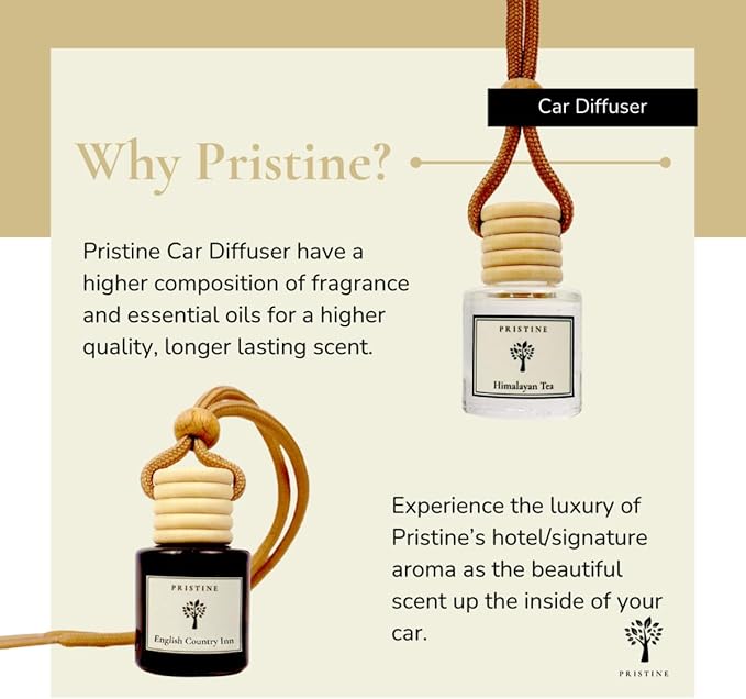 PRISTINE Car Air Freshener/Top 4 Hotel Blend Essential Oils 4 Pcs Set Mini Hanging Teakwood Cap Diffuser for Car Aroma Scenting/Cute Long-Lasting Fragrance for 30 Days of Aroma in Car - Bloomnest