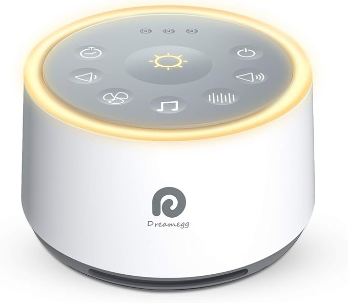 Dreamegg D1 Sound Machine Baby - White Noise Machine for Baby with Night Light, 24 High Fidelity Sounds, Timer & Memory Feature, Noise Machine with Nursery Lamps for Adults, Home, Office (White) - Bloomnest