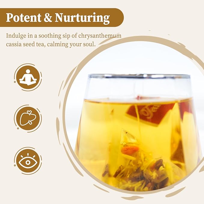 FullChea - Chrysanthemum Cassia Seed Tea, 30 Teabags, 5g/bag - Burdock Root, Goji Berries, Osmanthus, Honeysuckle Combination Herbal Tea - Bloomnest