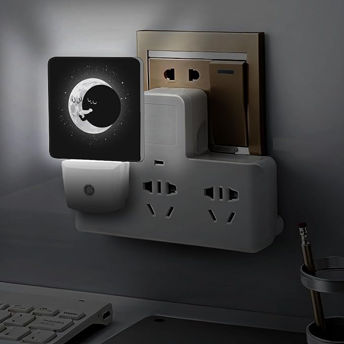 Cute Lunar Eclipse Night Light, Plug into Wall Decor Nightlights for Bedroom, Bathroom, Hallway, Kitchen, with Dusk to Dawn Light Auto Sensors LED Night Lights for Boys Girls Women Men Room Gifts - Bloomnest