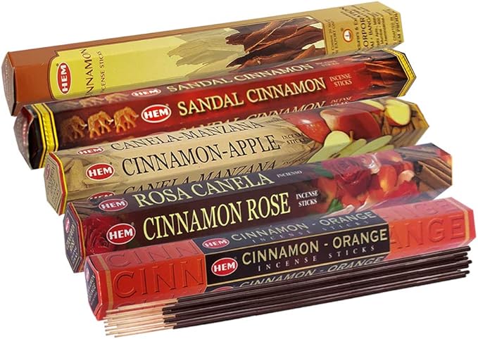Hem Incense Sticks Variety Pack #8 and Incense Stick Holder Bundle with 5 Cinnamon Based Fragrances - Bloomnest