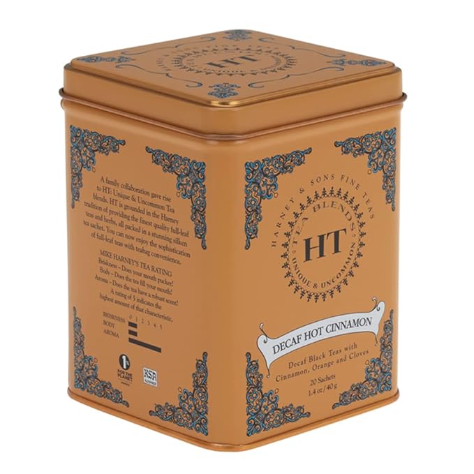 Harney & Sons Decaf Hot Cinnamon Tea, Tea Sachets | 20 Sachets | 1.4 oz | Pack of 2 - Bloomnest