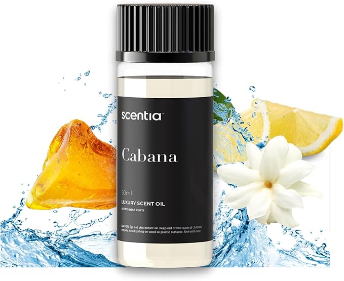 Scentia Hotel Diffuser Oil Inspired by 5-Star Hotel Scent - 50 mL 1.69 fl oz - Essential Oil Blend Botanical Jasmine, Bergamot & Fresh Marine Notes for Aromatherapy Diffusers - Cabana - Bloomnest