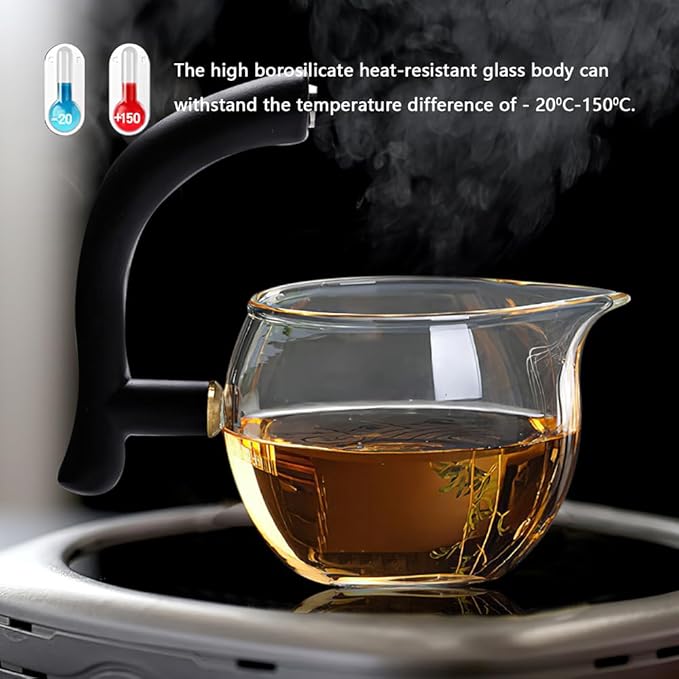 Lazy Kungfu Drip TeaPot, Heat Resistant Tea Set, Semi-Automatic Glass Teapot Suit for Magnetic Water Flow Wooden Glass Teapot Set