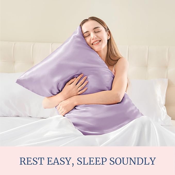 BEDELITE Satin Pillowcase for Hair and Skin, Super Soft and Cooling Similar to Silk Pillow Cases 2 Pack with Envelope Closure, Gift for Women Men(13"x18" Toddler Size, Lavender) - Bloomnest